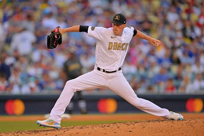 Joe Mantiply pitches in the 2022 all star game